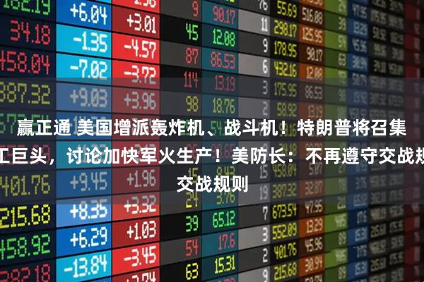 赢正通 美国增派轰炸机、战斗机！特朗普将召集军工巨头，讨论加快军火生产！美防长：不再遵守交战规则
